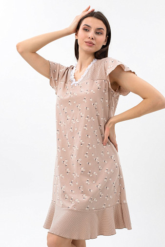 Ночная сорочка Астра крыло беж/цветы