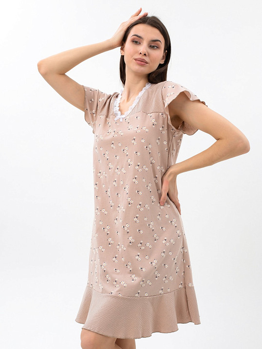 Ночная сорочка Астра крыло беж/цветы