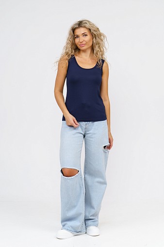 Майка вискозная однотонная т-синяя