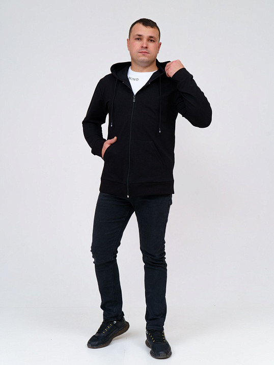 Толстовка мужская Степ без печати черная 2-х нитка