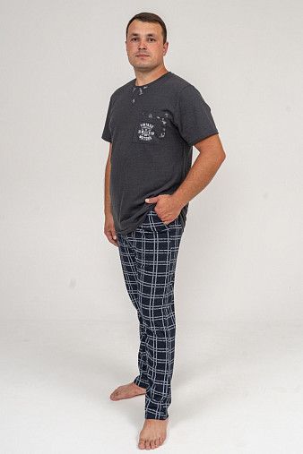 Брюки мужские Легион т-синий/клетка