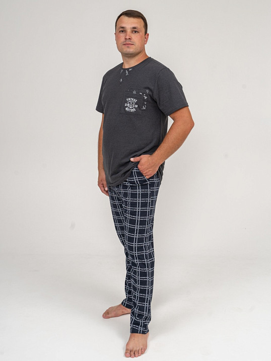 Брюки мужские Легион т-синий/клетка