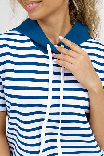 Костюм Новелла набивной петроль/полоса