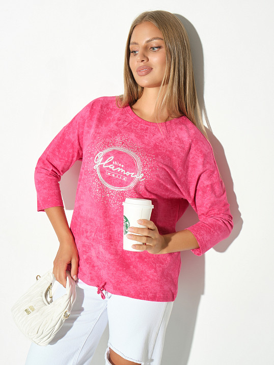 Лонгслив жен. Гламур варенка фуксия