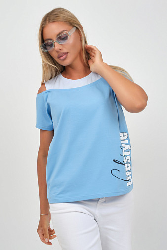 Футболка женская Чика голубой/св.голубой
