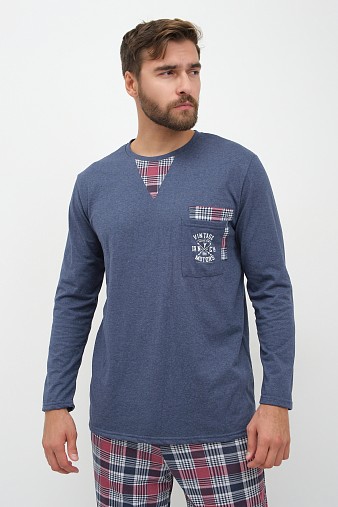 Пижама мужская Олимп дл.рукав бордо/клетка Пижама мужская Олимп дл.рукав бордо/клетка