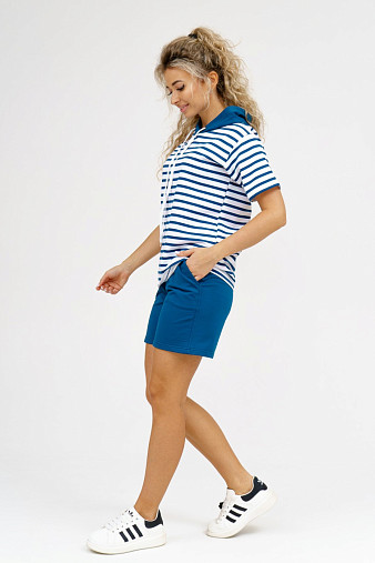 Костюм Новелла набивной петроль/полоса