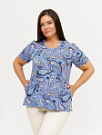 Футболка женская с карманами индиго/узор