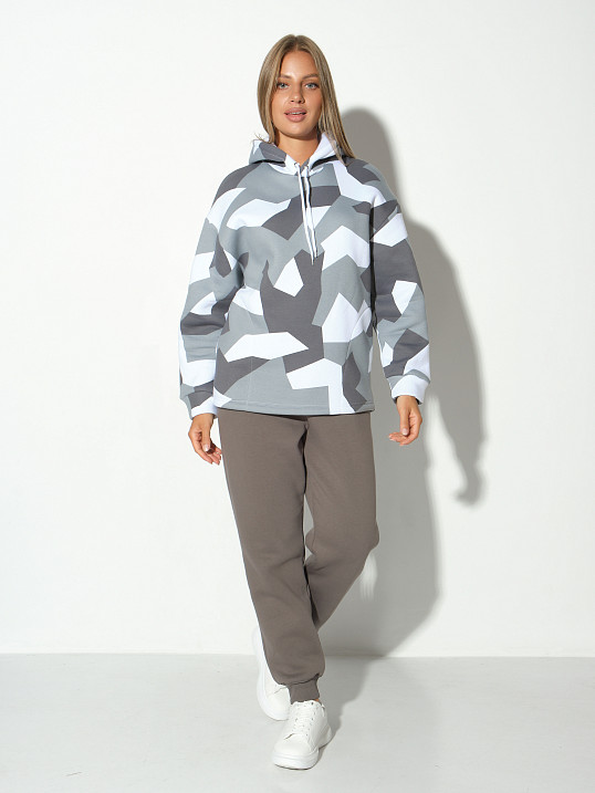 Костюм жен. Геометрия набивка 3-х нитка начес серый