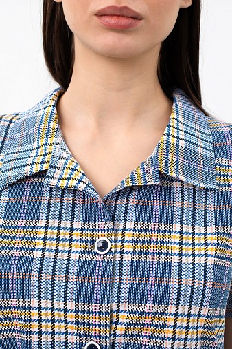 Халат Анна синий/клетка