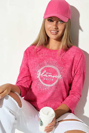 Лонгслив жен. Гламур варенка фуксия