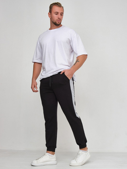 Брюки мужские лампас чёрный