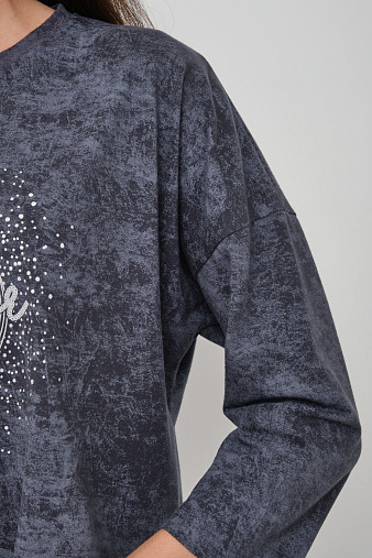 Лонгслив жен. Гламур варенка т.серый