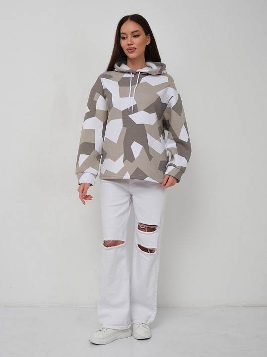 Толстовка жен. Геометрия 3-х нитка начес олива