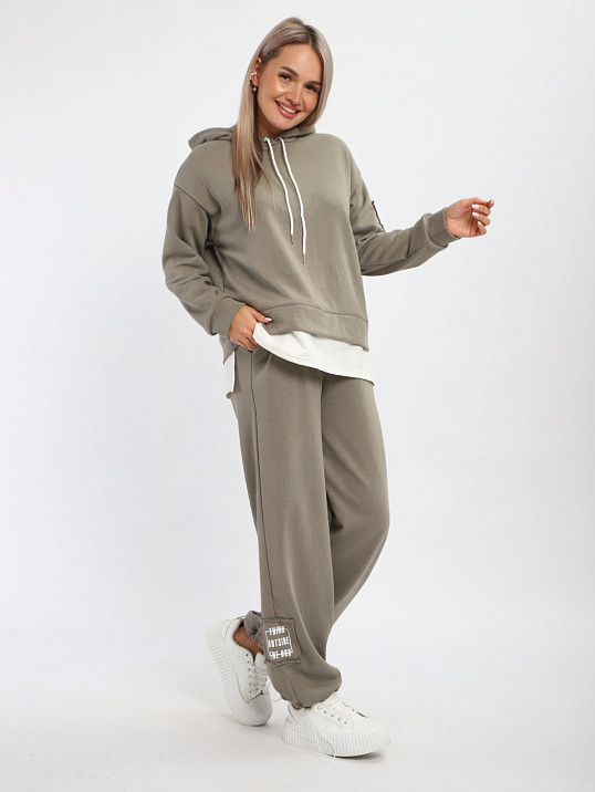 Костюм женский Блум 3-нитка петля оливковый