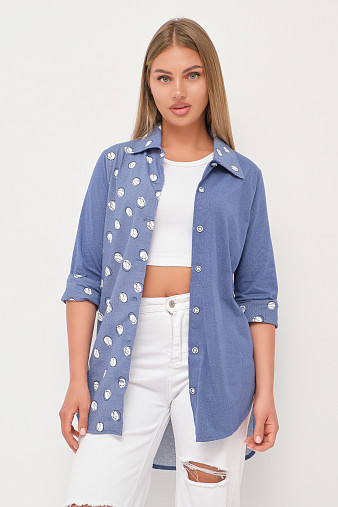 Рубашка Асимметрия джинс/горох