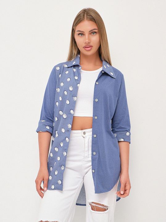 Рубашка Асимметрия джинс/горох