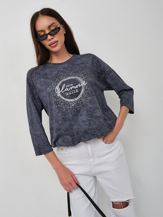 Лонгслив жен. Гламур варенка т.серый