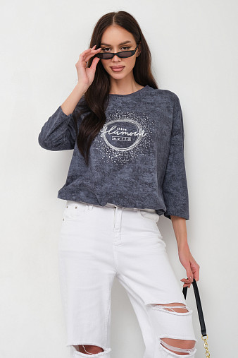 Лонгслив жен. Гламур варенка т.серый