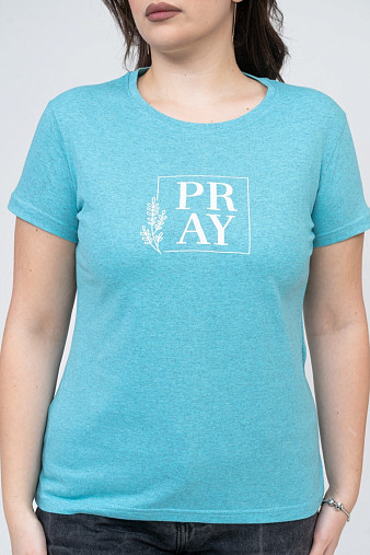 Футболка женская Ника лазурь/меланж