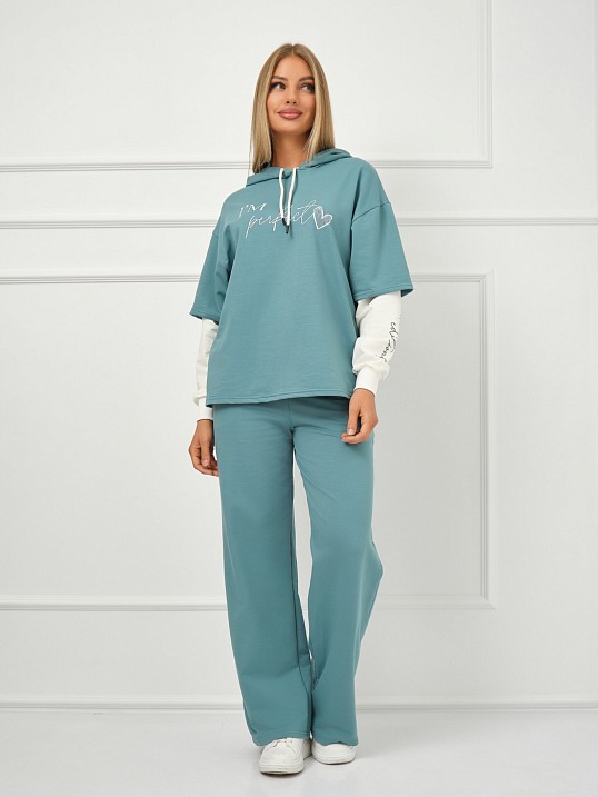 Костюм женский Венди со стразами бирюза