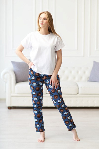 Брюки Силуэт индиго/кокос