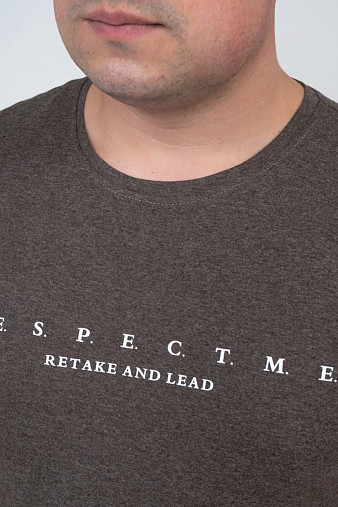 Футболка мужская Респект шоколад/меланж