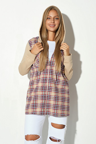 Рубашка жен. Гармония бежевый/клетка