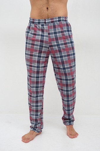 Пижама мужская Олимп кор.рукав бордо/клетка