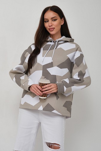 Толстовка жен. Геометрия 3-х нитка начес олива