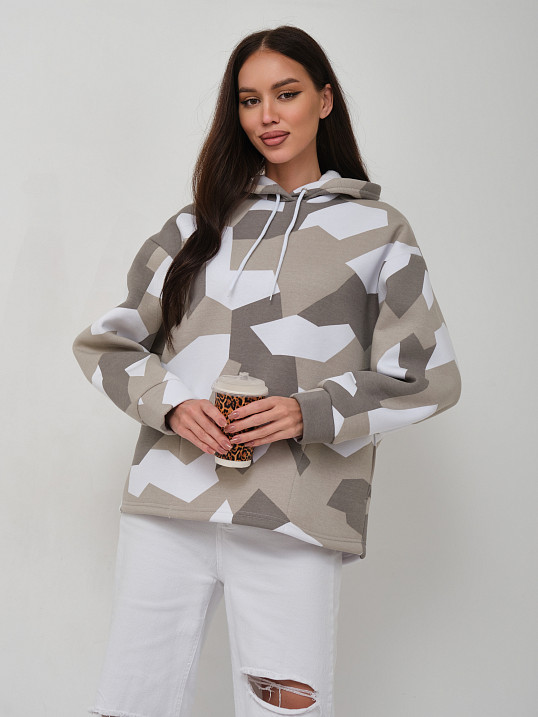 Толстовка жен. Геометрия 3-х нитка начес олива