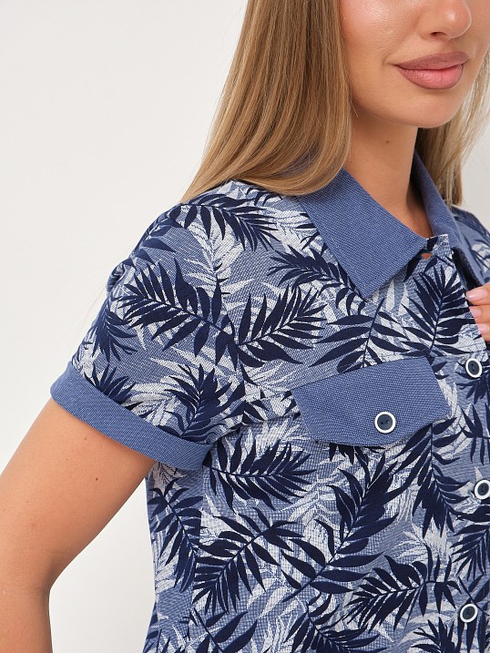 Рубашка Акцент джинс/папоротник