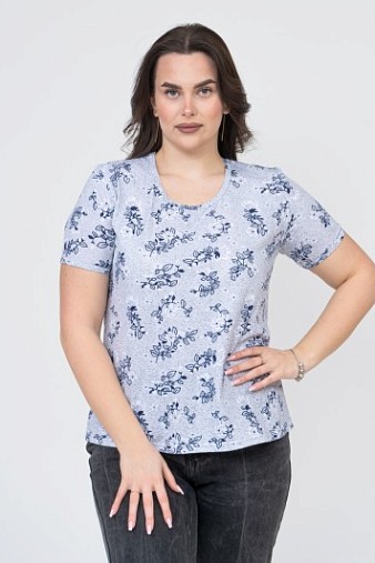 Футболка женская Незабудка серый/цветы