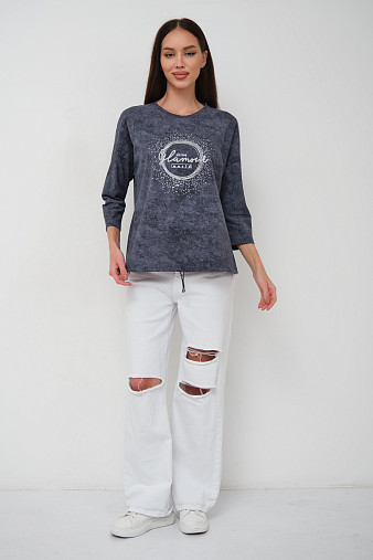 Лонгслив жен. Гламур варенка т.серый