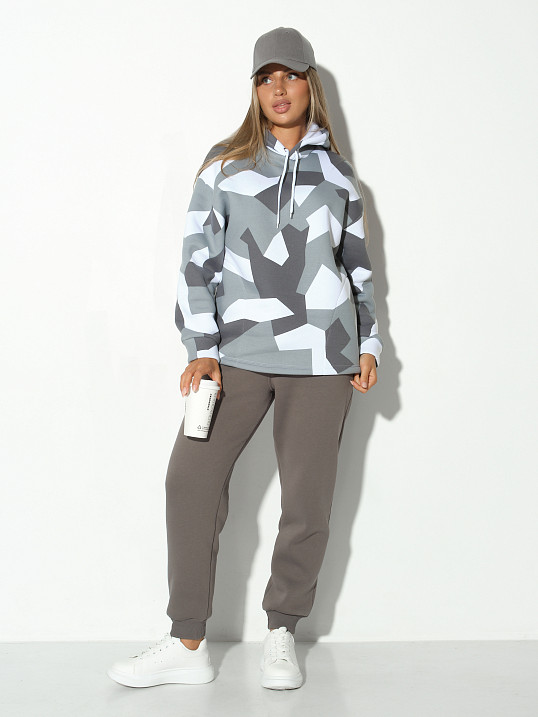 Костюм жен. Геометрия набивка 3-х нитка начес серый