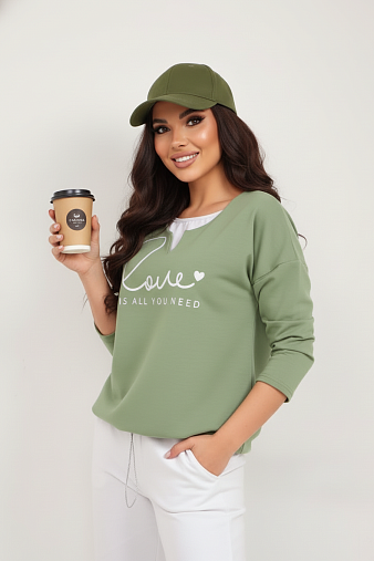 Свитшот женский Шрифт фисташка