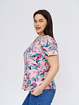 Футболка женская с карманами персик/тропики