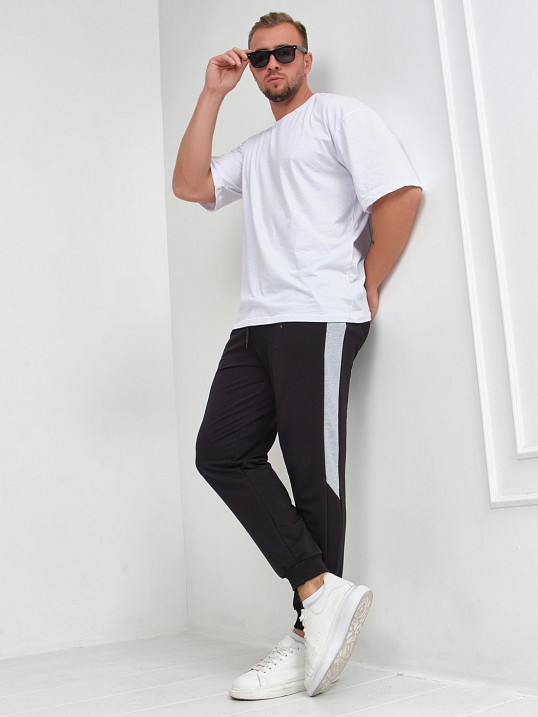 Брюки мужские лампас чёрный