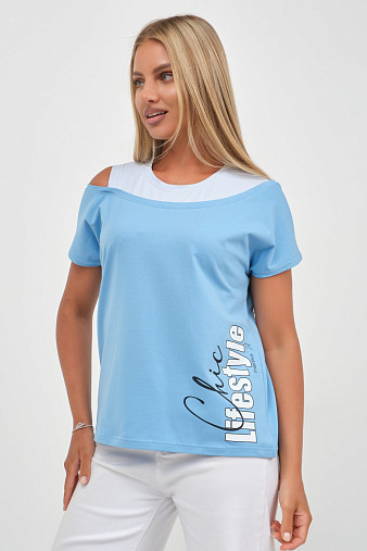 Футболка женская Чика голубой/св.голубой
