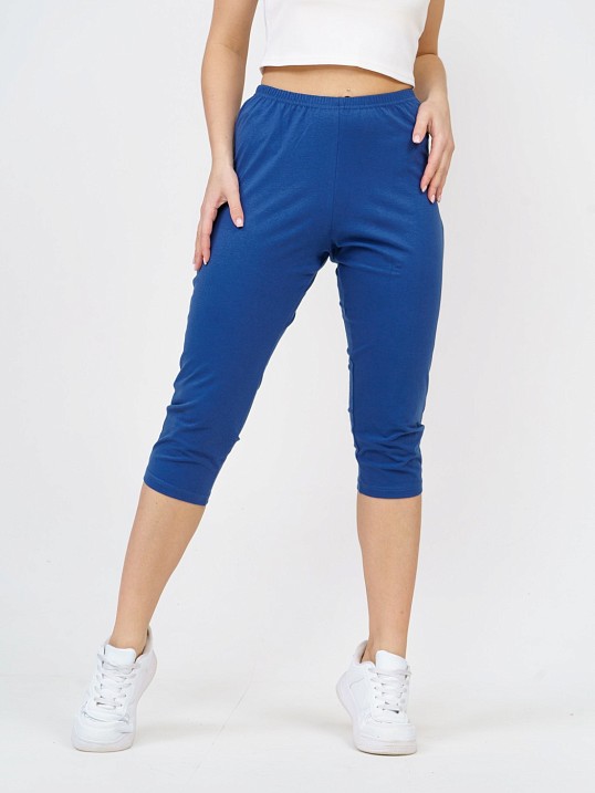 Бриджи кулирка с лайкрой однотонные индиго