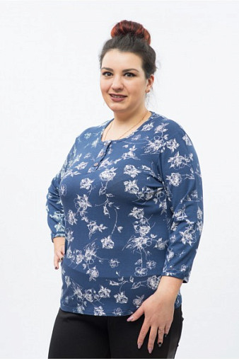 Блузка планка рукав 3/4 синий