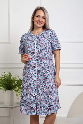 Халат Лотос набивка голубой/цветок