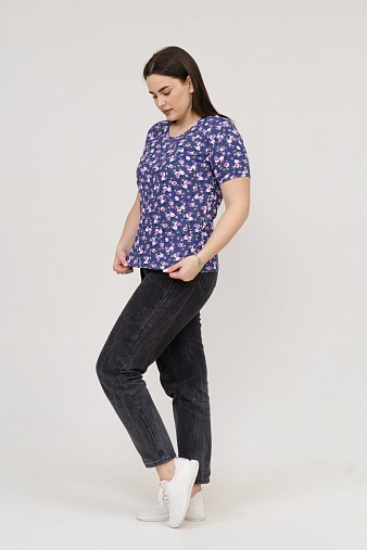 Футболка женская Незабудка индиго/цветы