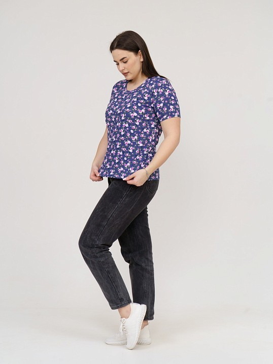 Футболка женская Незабудка индиго/цветы