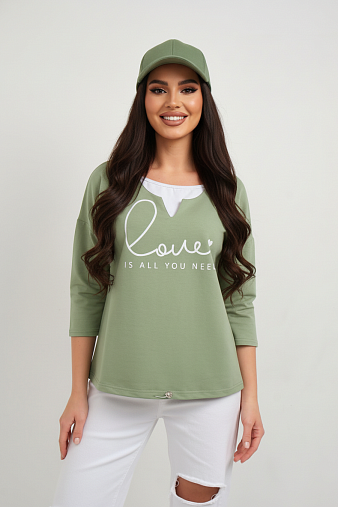 Свитшот женский Шрифт фисташка