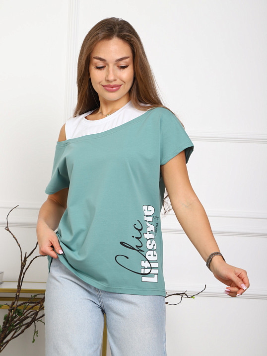 Футболка женская Чика св.изумруд