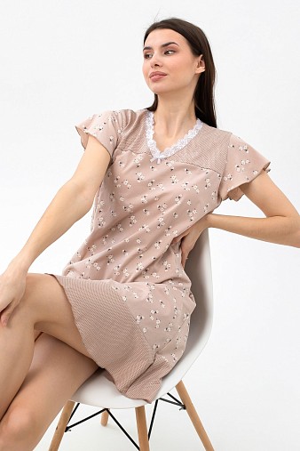 Ночная сорочка Астра крыло беж/цветы