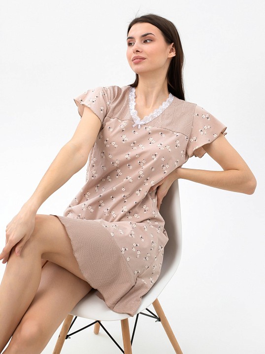 Ночная сорочка Астра крыло беж/цветы