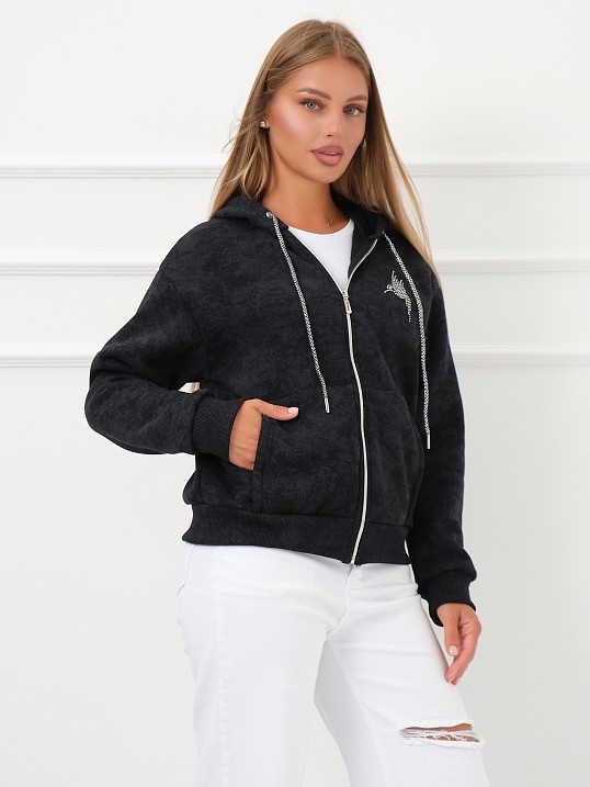 Толстовка женская Дюна начёс черный