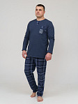 Пижама мужская Олимп дл.рукав индиго/клетка